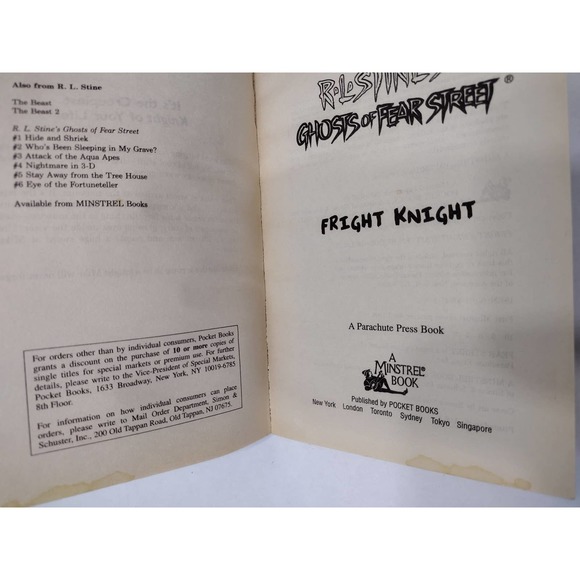 1996 Vintage Ghosts of Fear Street by R.L. Stine's! Fright Knight! Retail $56! - Picture 3 of 4